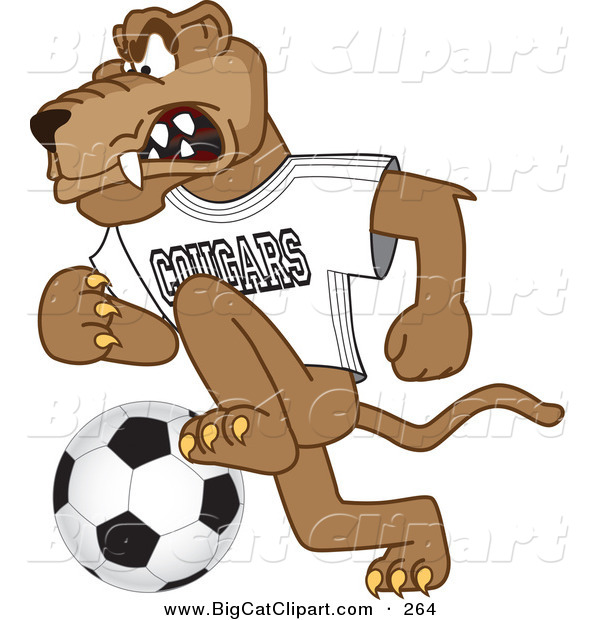 Cat Cartoon Vector Clipart Of A Mad Cougar Mascot Character Playing