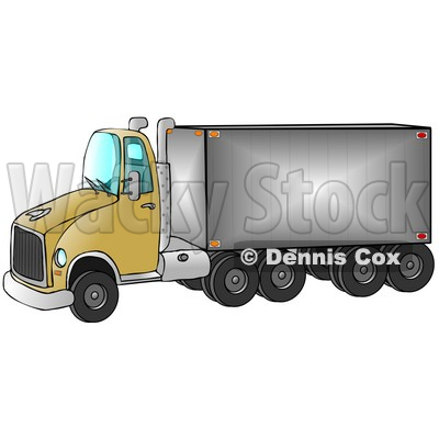 Clipart Ilustration Of A Yellow Big Rig Truck Pulling A Shiny Cargo