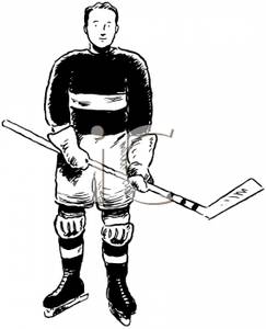 Clipart Image Of Black And White Hockey Player 