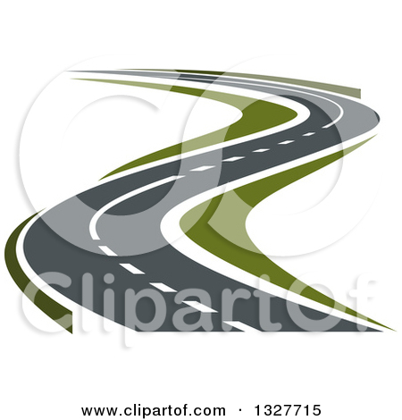Clipart Of A Curvy Highway Road   Royalty Free Vector Illustration By