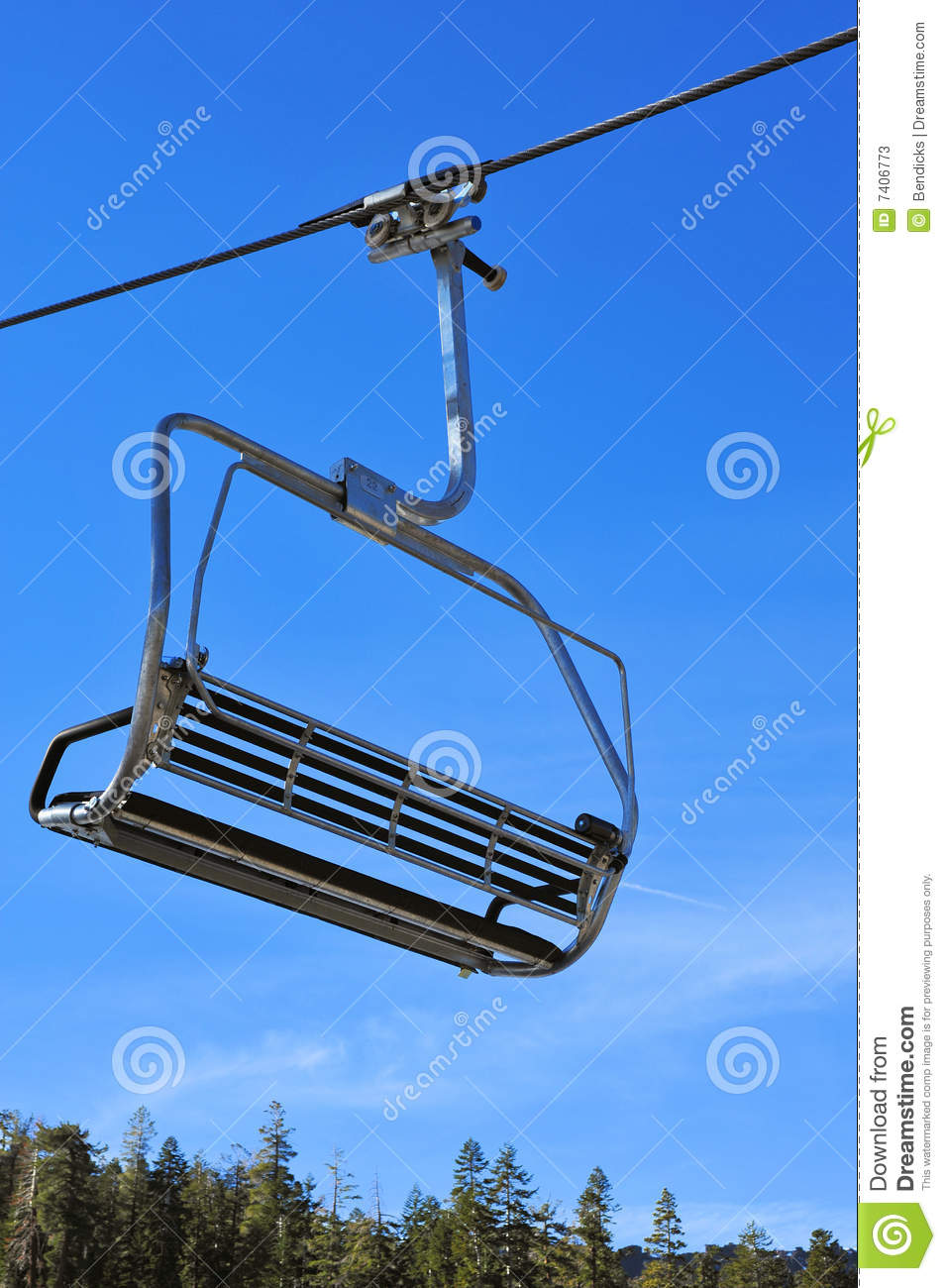 Closeup Of A Ski Lift Chair Before The Skiers Arrive