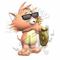Cool Cat Playing Saxophone Animated Clipart