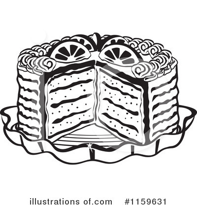 Dessert Clip Art Black And White Royalty Free  Rf  Cake Clipart