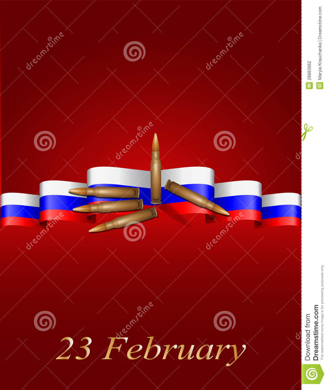 Greeting Card With Russian Flag Related To Victory Day Or 23 February