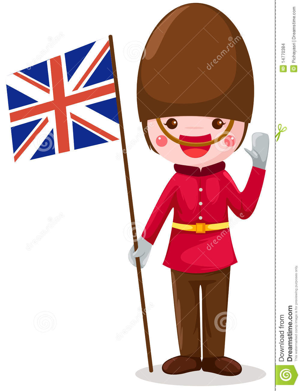 Illustration Of Isolated Soldier Holding United Kingdom Flag On White
