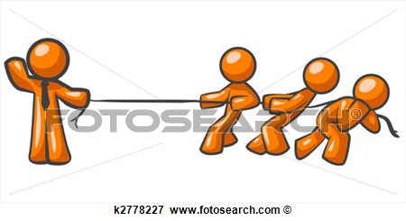 Illustration   Orange Man Tug Of War  Fotosearch   Search Eps Clipart