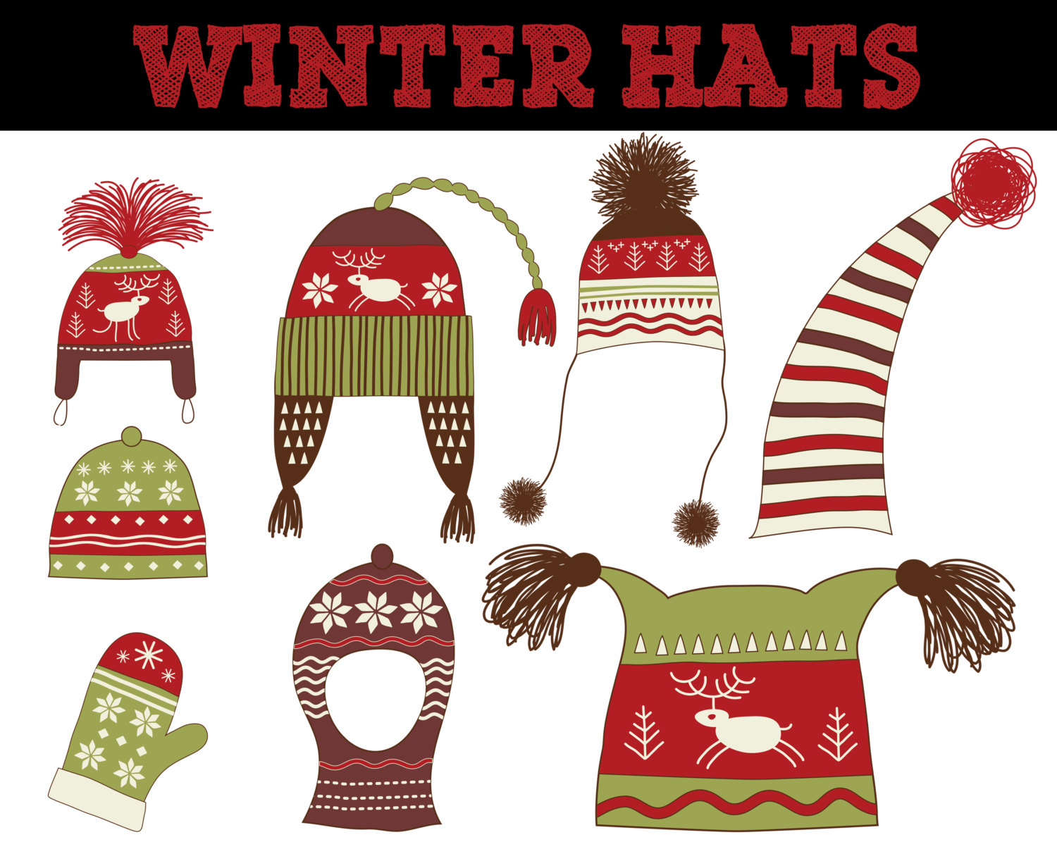 Items Similar To Christmas Knit Hat Clip Art    Crochet Hat    Winter