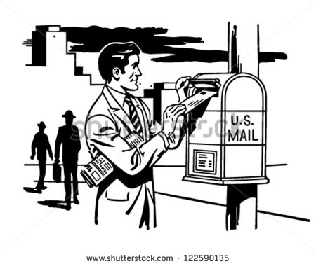 Man Mailing A Letter   Retro Clipart Illustration   122590135