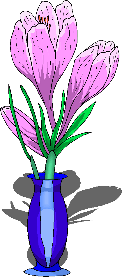 Purple Flowers In A Blue Vase Clipart