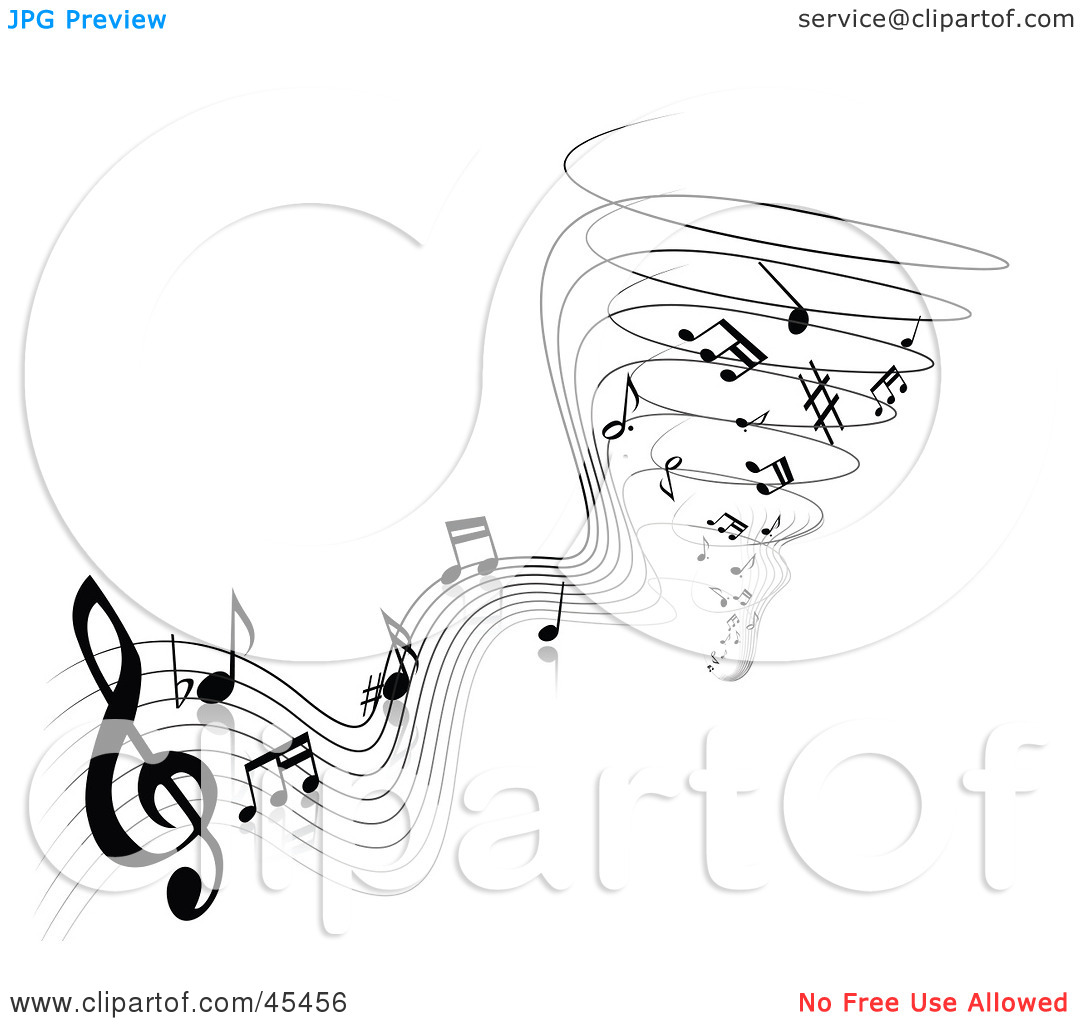 Rf  Clipart Illustration Of A Black And White Notes And Sheet Music