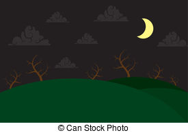 Spooky Hill   Spooky Hill Scene With Moons And Cloud