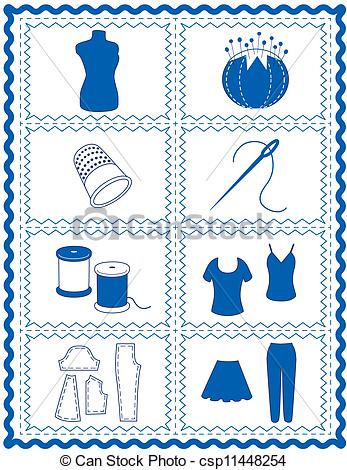 Tools And Supplies Icons For Sewing Tailoring Dressmaking Quilting