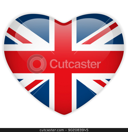 United Kingdom Flag Heart Glossy Button Stock Vector Clipart Vector
