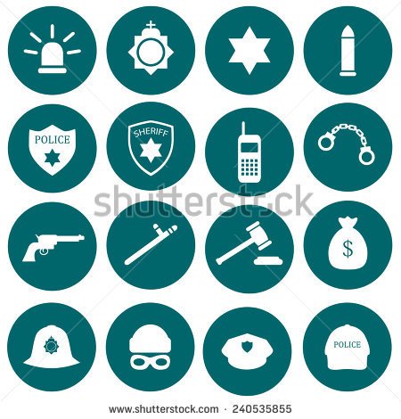 Vector Security Icon Police Law Crime Badge Set Illustration