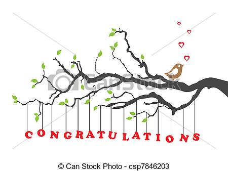 Vectors Of Congratulations Card With Bird   Congratulations Greeting