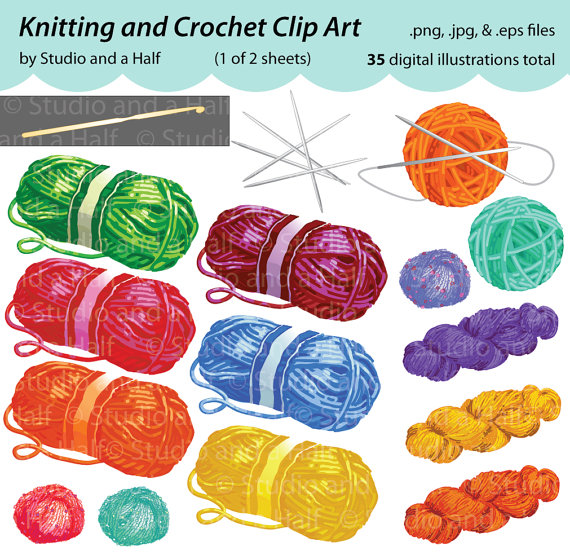 Yarn Ball Clip Art Crochet Digital Clip Art Of Yarn