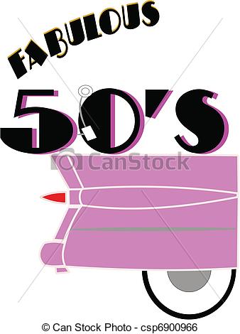50s   Pink Caddy With 50s Theme On White Csp6900966   Search Clipart