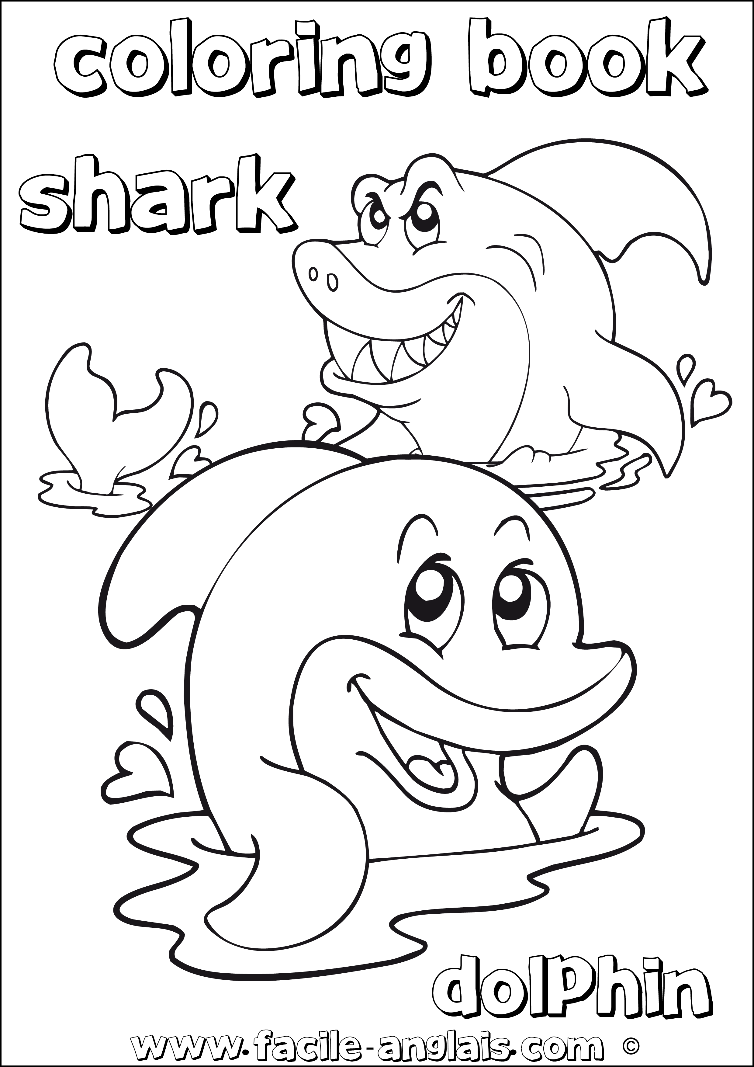 Anglais Facile   Coloring Dolphin And Shark  Coloriage Avec Un Dauphin    