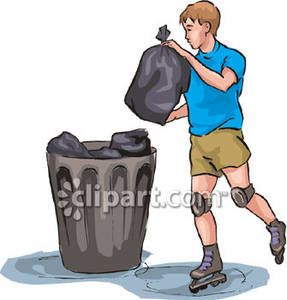 Boy Taking Out The Trash   Royalty Free Clipart Picture