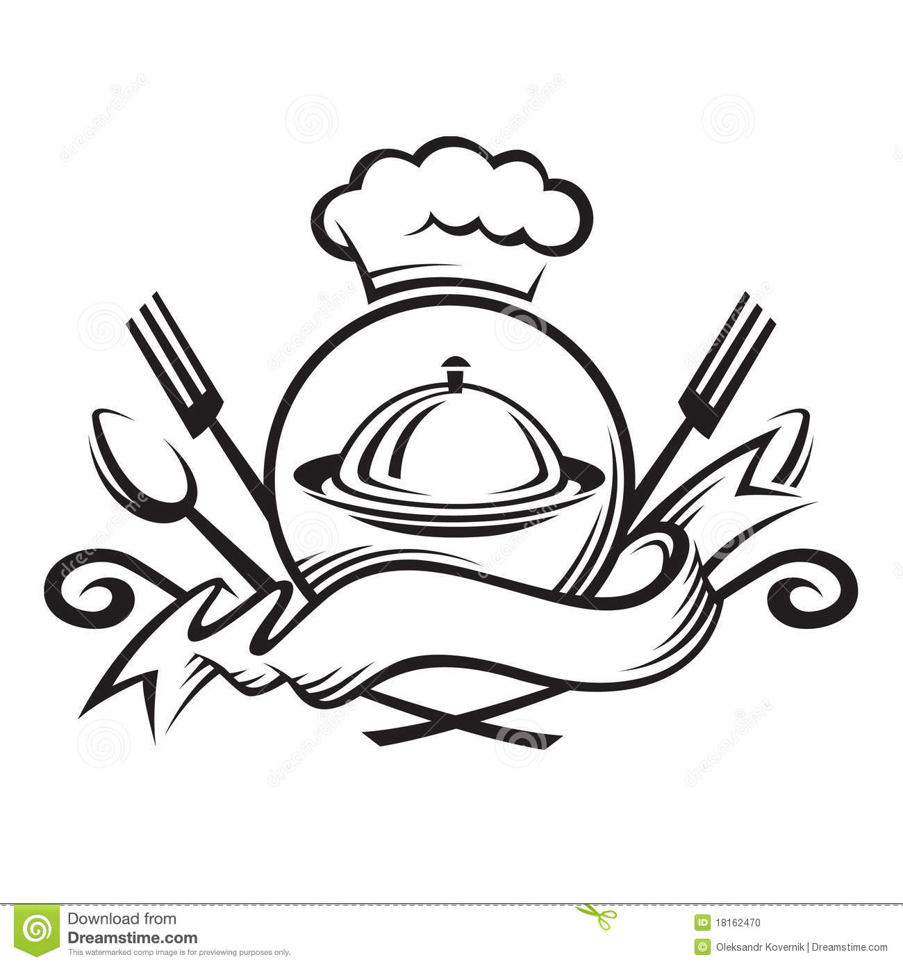 Chef Hat With Spoonfork And Dish Stock Photo   Image  18162470