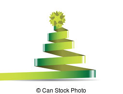 Christmas Tree With Green Star On A White Background
