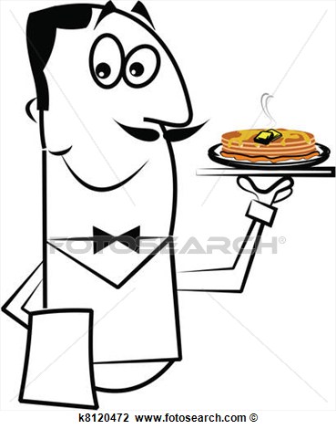 Clipart   Waiter Carrying Breakfast On Tray  Fotosearch   Search Clip