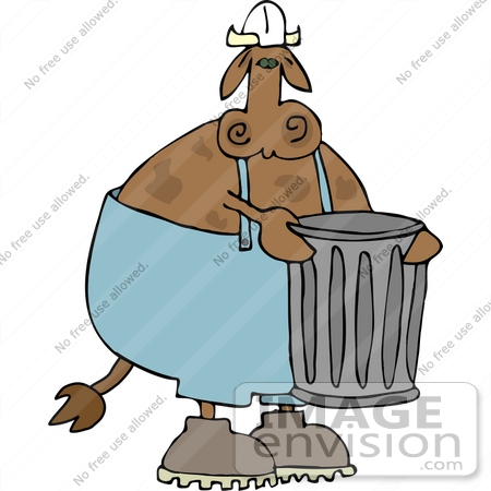Cow Taking Out The Trash Clipart    12375 By Djart   Royalty Free