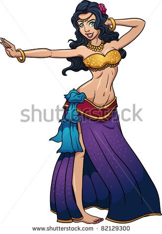 Cute Cartoon Belly Dancer  Vector Illustration With Simple Gradients