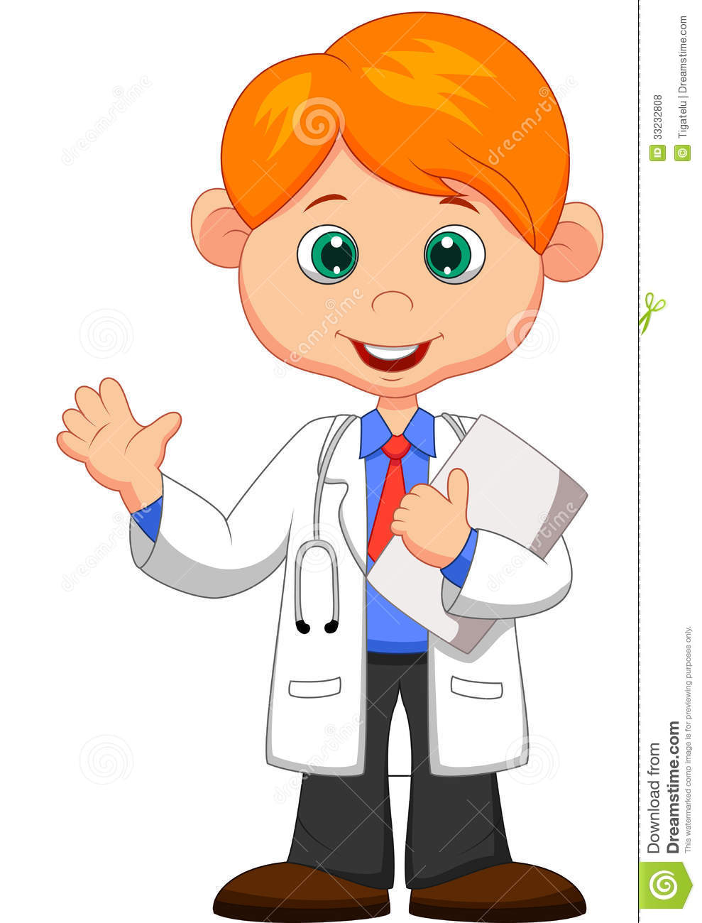 Cute Little Male Doctor Cartoon Waving Hand Royalty Free Stock Photos    