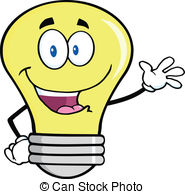 Light Bulb Waving For Greeting   Light Bulb Cartoon Mascot   