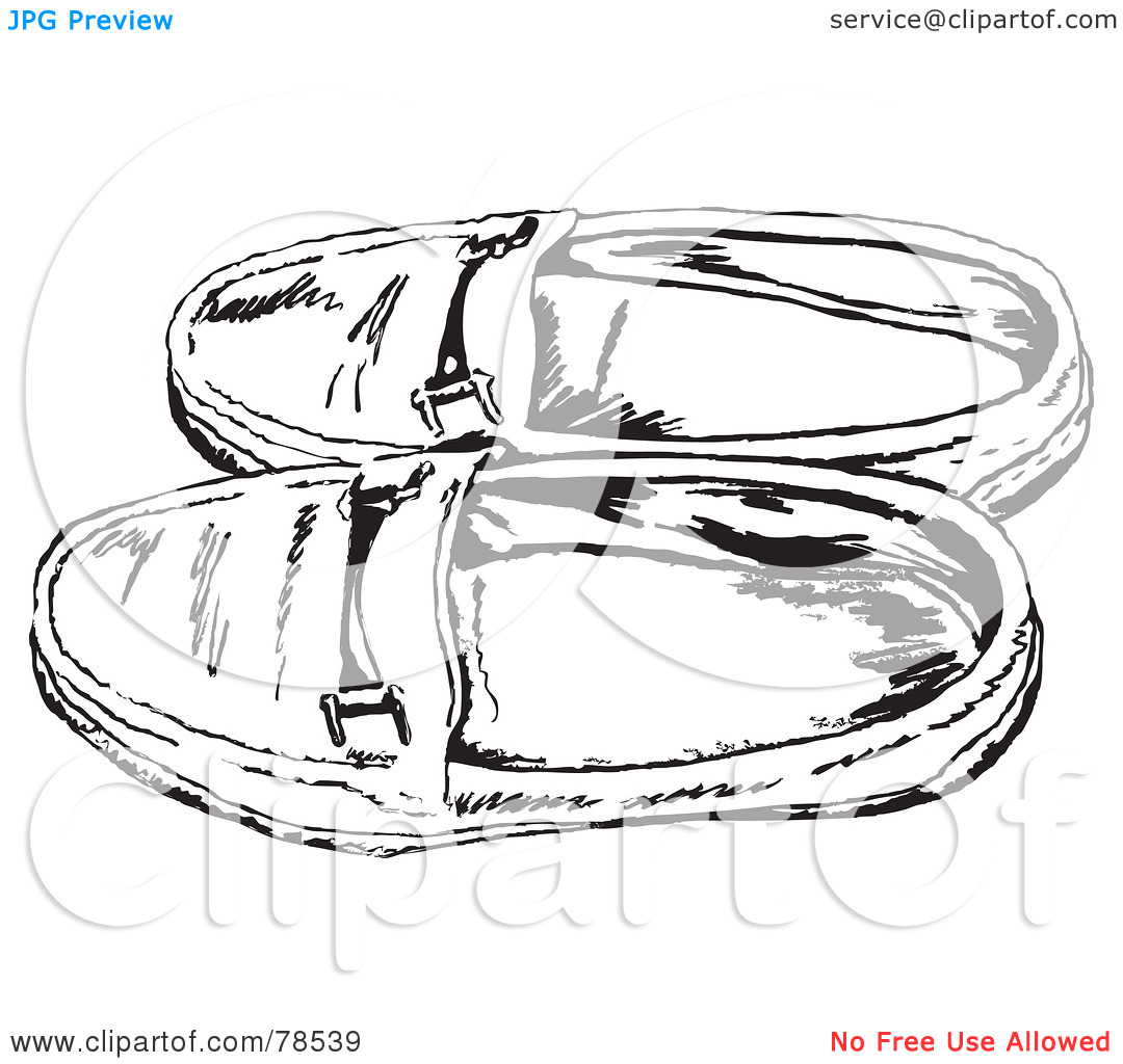 Rf  Clipart Illustration Of A Pair Of Black And White Male Slippers