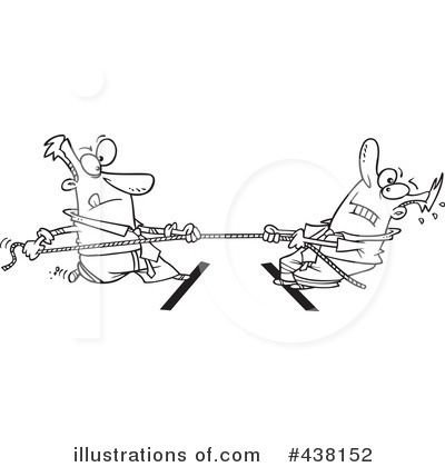 Royalty Free Vector Clip Art Of A Black And White Tug Of War Retro Man
