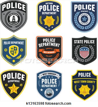 Set Of Police Law Enforcement Badges And Patches