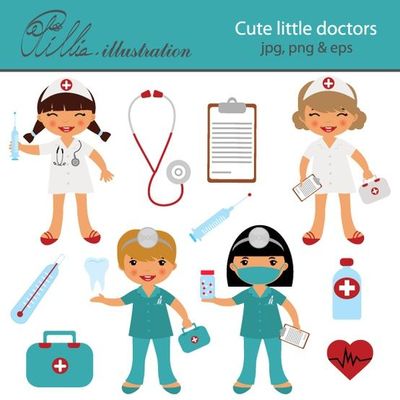 This Adorable Cute Little Doctors Clipart Set Comes With 13 Cliparts    