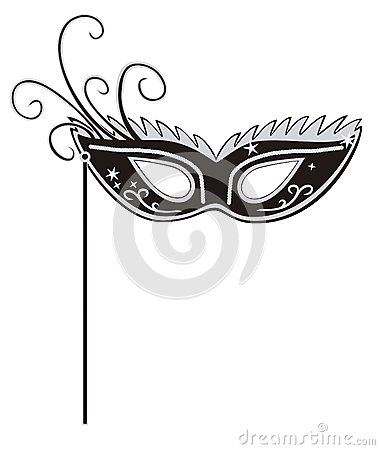 Vector Illustration Of Black Masquerade Mask On White Background