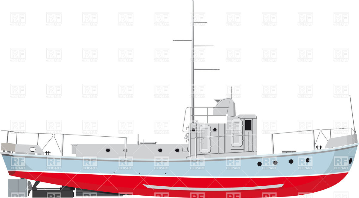 View Of Small Fishing Boat Download Royalty Free Vector Clipart  Eps