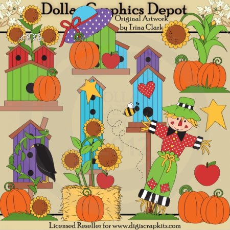 Autumn Birdhouses   Clip Art    1 00   Dollar Graphics Depot Quality    