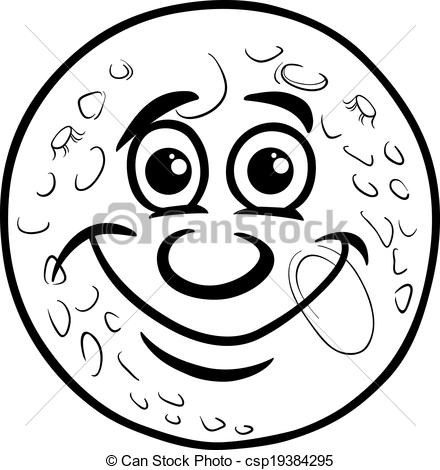 Black And White Cartoon Humor Concept Illustration Of Man In The Moon