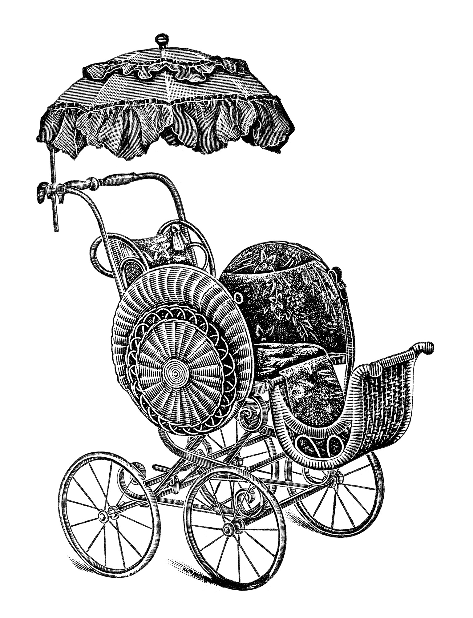 Clip Art Antique Baby Stroller Image Free Black And White Clipart