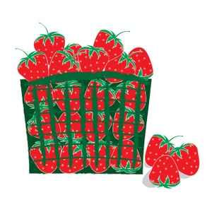 Clip Art Illustration Of A Basket Of Strawberries Clip Art