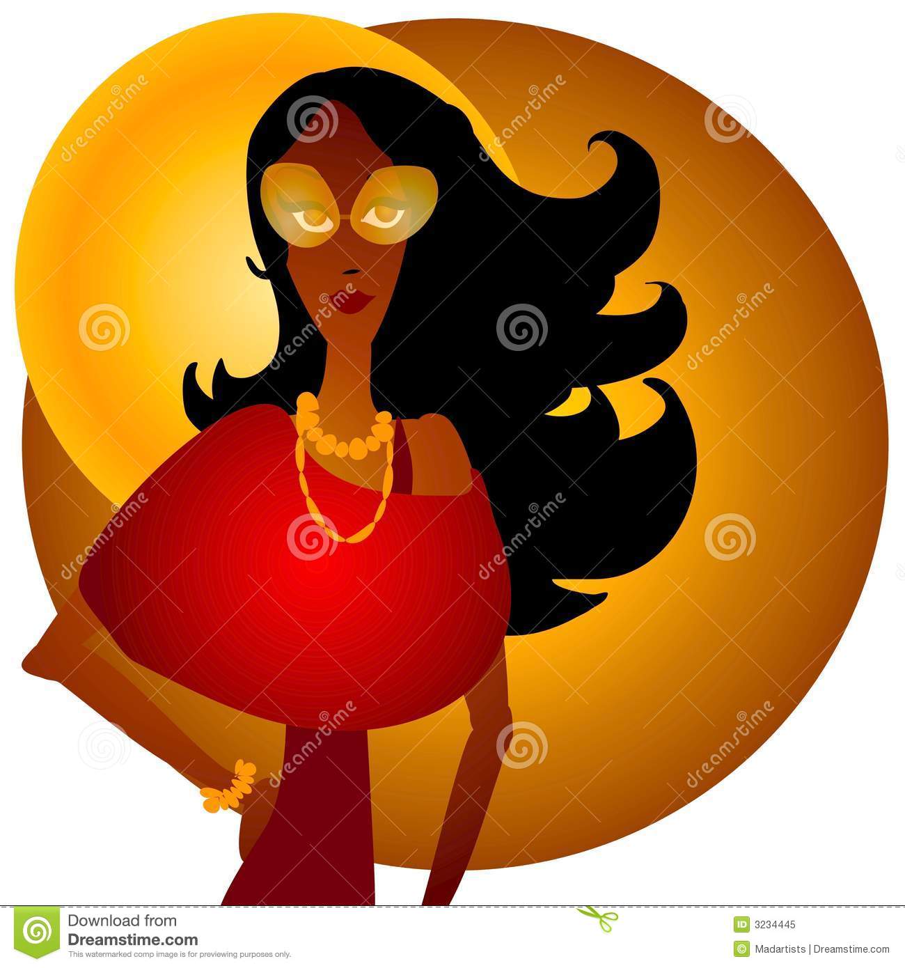 Clip Art Illustration Of An African American Woman Wearing Stylish