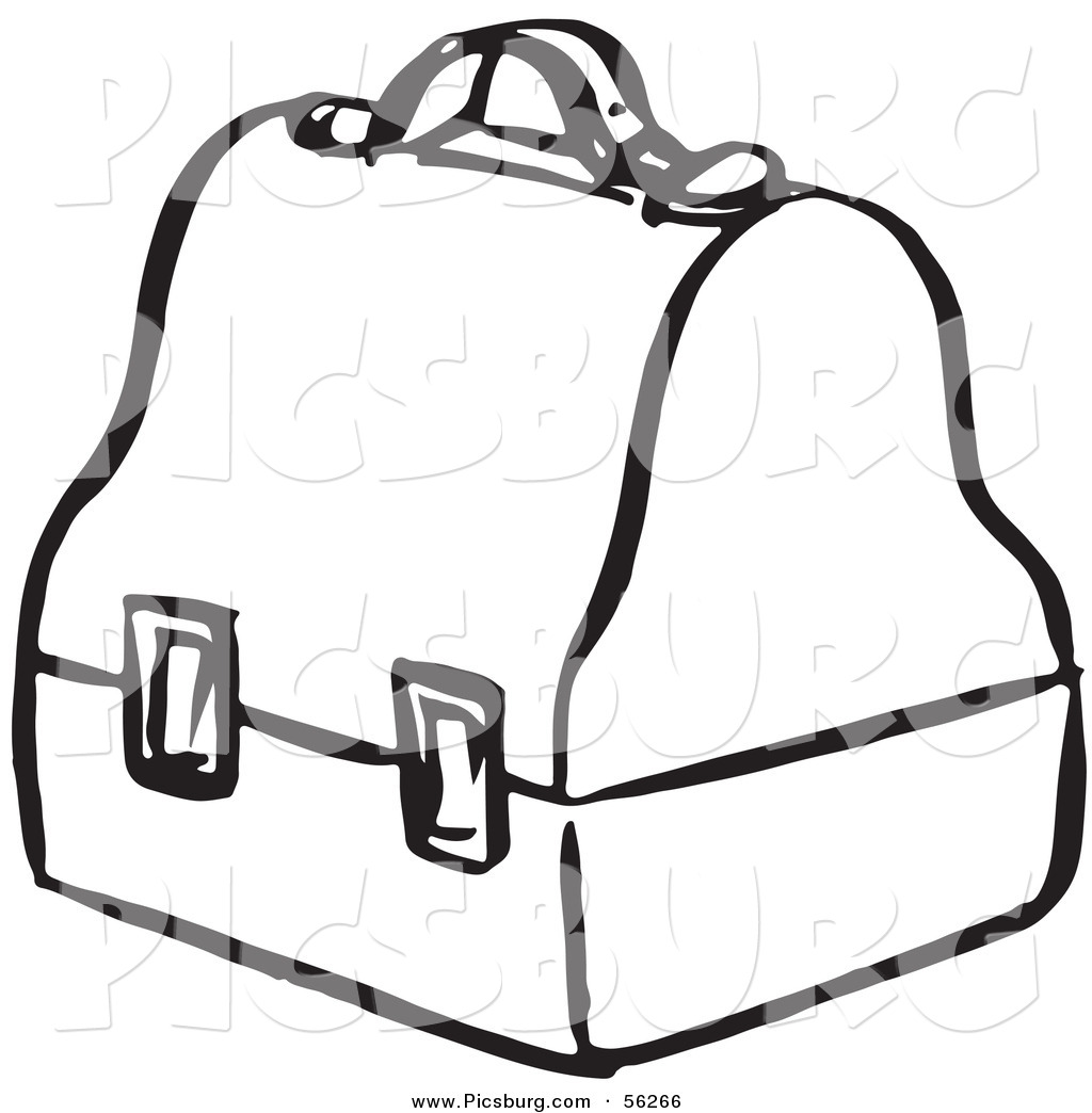 Clip Art Of A Lunch Box   Black And White Line Art By Picsburg