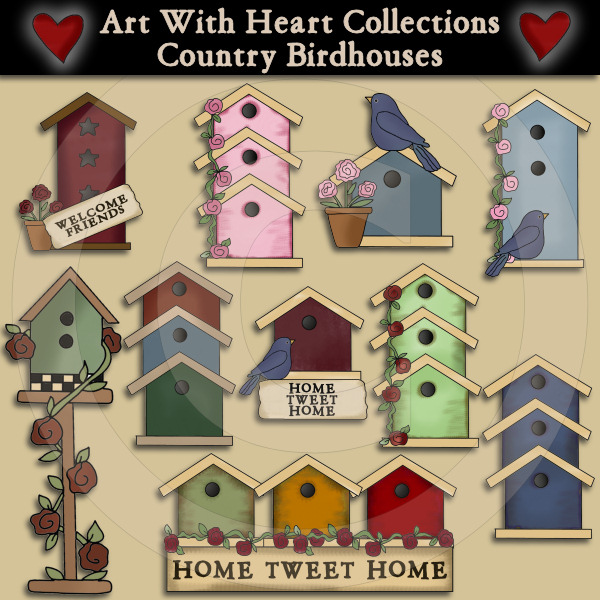 Country Birdhouses Clip Art Download Cheryl Seslar Graphics