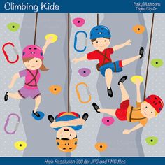 Digital Clipart   Kids Climbing For Scrapbooking Invitations Paper
