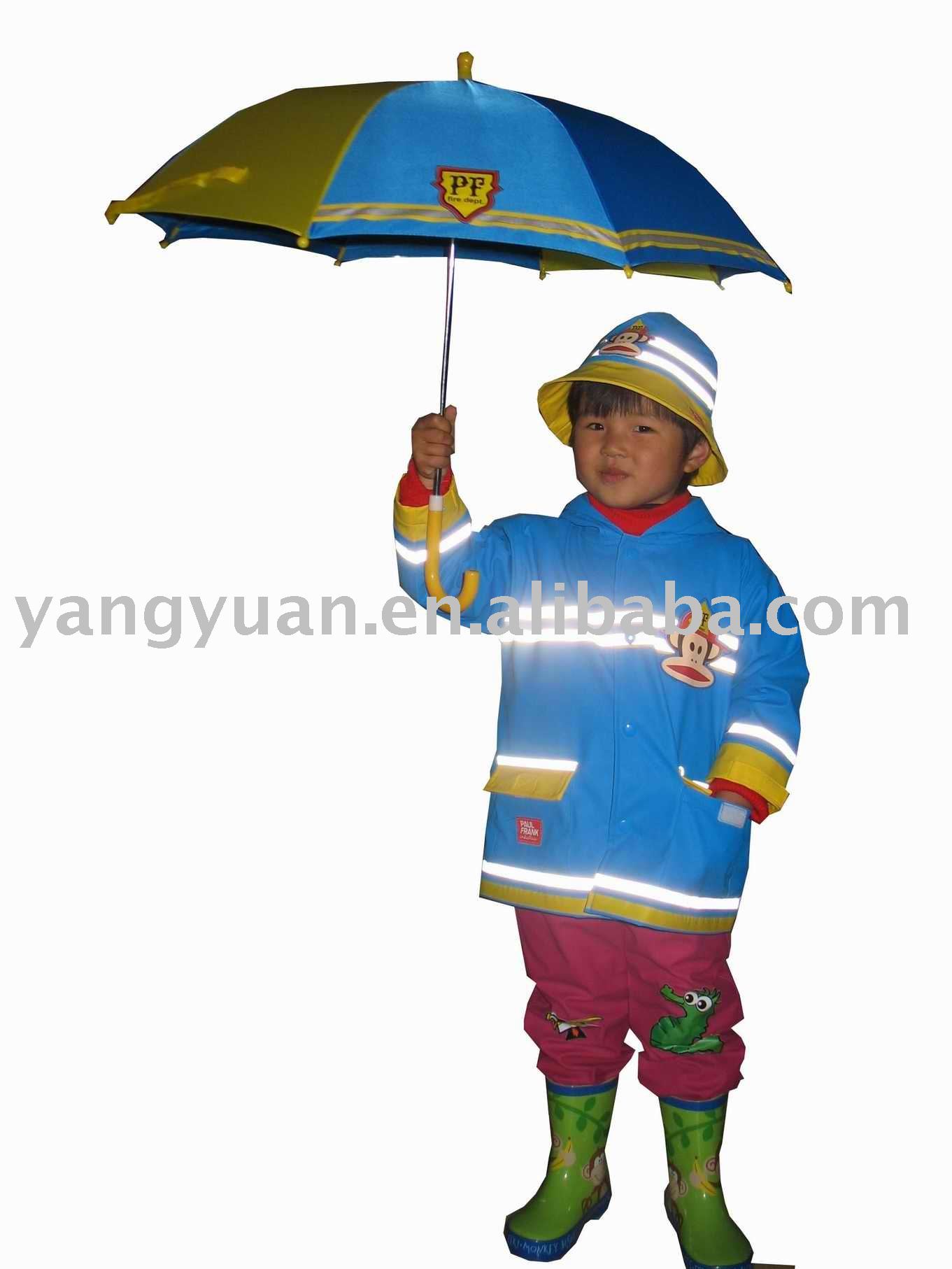 Kid S Matte Pu Rain Coat And Rain Boot And Umbrella Jpg