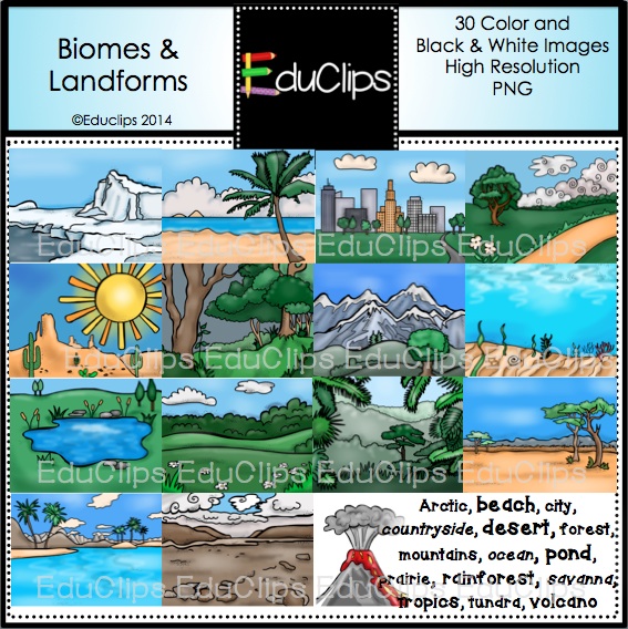 Landforms Clipart Black And White Biomes And Landforms Clip Art
