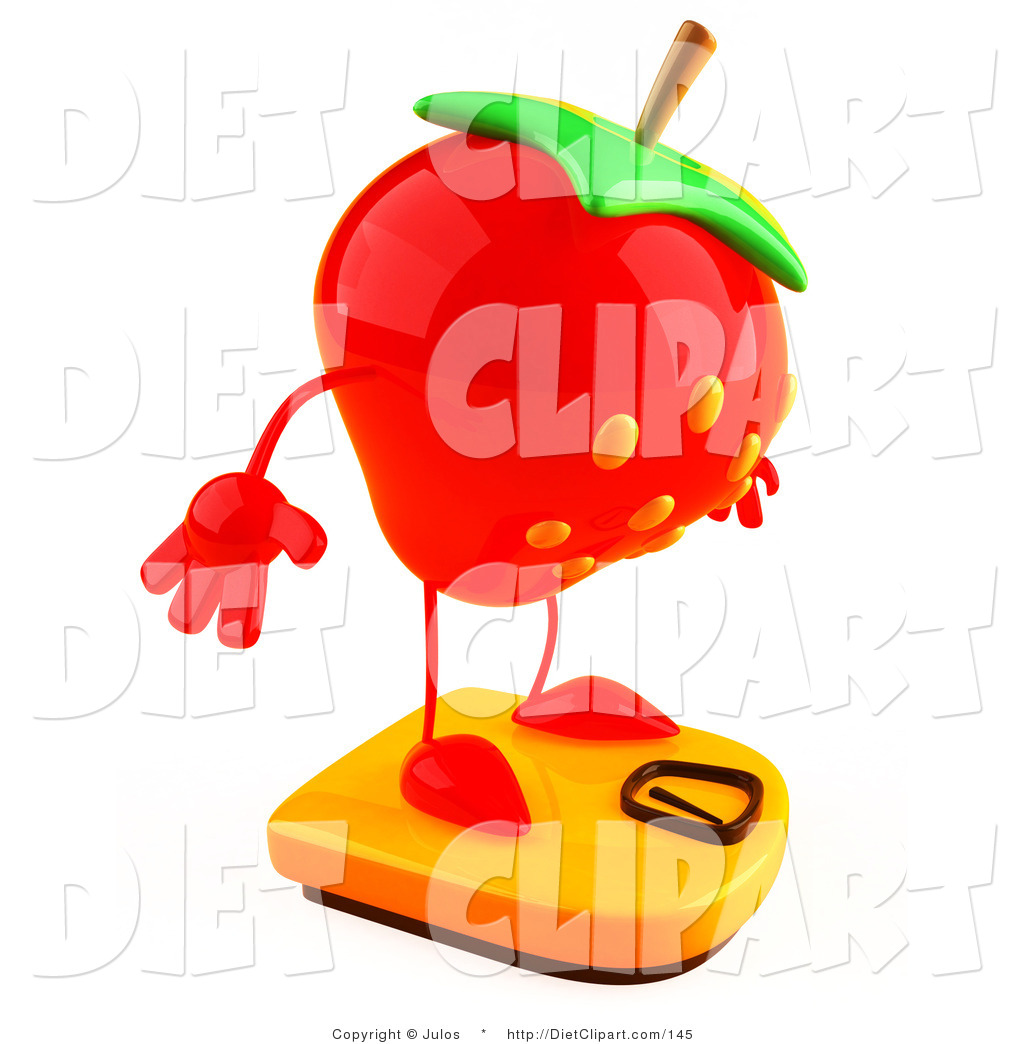 Nutritious 3d Strawberry Character Standing On A Scale Red Strawberry    
