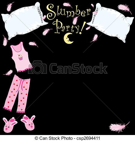 Of Pillow Fight   Slumber Party Invitation Csp2694411   Search Clipart    