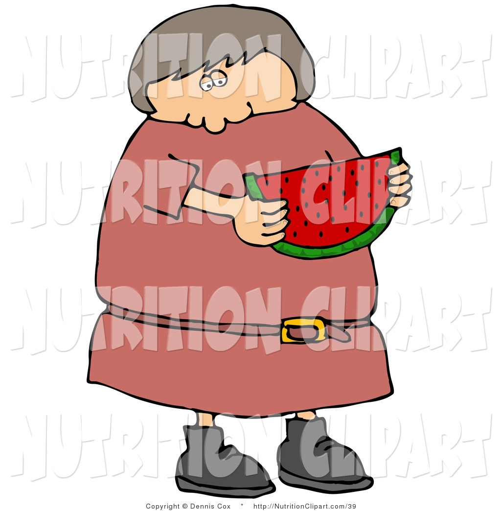     Preview  Nutrition Clip Art Of A Fat Girl Eating Watermelon By Djart