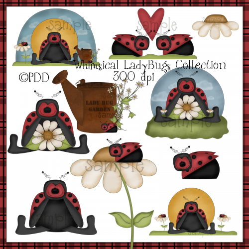 Primitive Birdhouse Clipart Whimsical Ladybugs Clipart